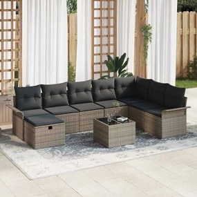 Kerti Kanapé Szett párnával 9 pcs Szürke 297.5 x 187.5 x 85 cm