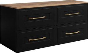 Fürdőszoba szekrény mosdó alá Fekete tölgy 160 Cm keret frontok Mdf Asztallap