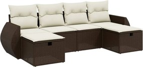 vidaXL 6 részes barna polyrattan kerti ülőgarnitúra párnával
