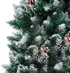 műkarácsonyfa fenyőtobozokkal és fehér hóval 150 cm