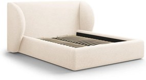 Krémszínű kárpitozott ágyneműtartós franciaágy ágyráccsal 200x200 cm Miley – Micadoni