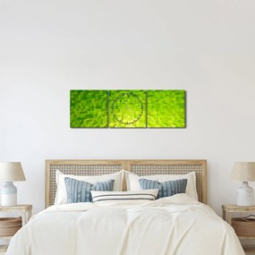 Sárgászöld kockák képe (órával) (90x30 cm)