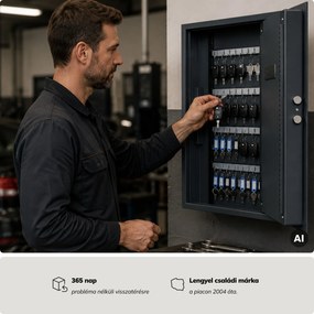 Kulcsszekrény elektronikus bedobónyílással és kódzárral, 133 kulcshoz, 430x665x130 mm: BRUCE