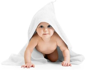 Kapucnis baba törölköző, fehér, 80 x 80 cm