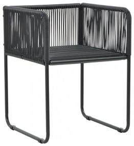 3 részes fekete PVC rattan kerti étkezőgarnitúra