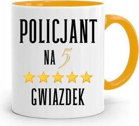 Sárga Bögre Rendőrnek Ötcsillagos, fényképes nyomattal