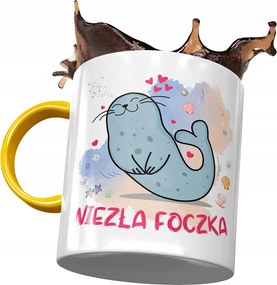 Sárga bögre pecséttel ajándékba fotónyomattal