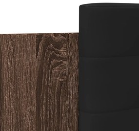 barna tölgy színű ágykeret fejtámlával és LED-ekkel 90 x 200 cm