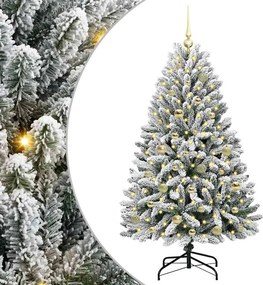vidaXL Mű karácsonyfa 150 LED-del Zöld és Fehér 150 cm PVC és fém