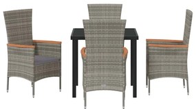 Kert étkező szett párnával 5 pcs Szürke Poli rattan