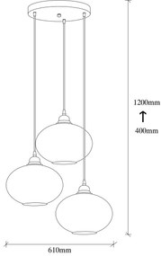 Csillár zsinóron SMOKED 3xE27/40W/230V