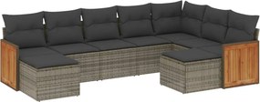 vidaXL 9 részes szürke polyrattan kerti ülőgarnitúra párnákkal