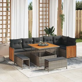 Kerti Kanapé Szett 9 pcs Szürke Sötétszürke 100 x 100 x 71 cm