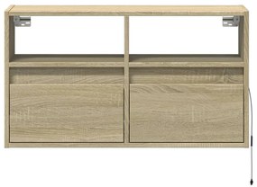 sonoma tölgy színű fali TV-szekrény LED-ekkel 80x31x45 cm