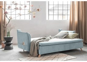 Világoskék bársony kinyitható kanapé 225 cm Charming Charlie – Miuform