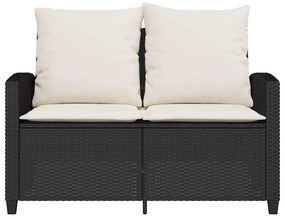 2 személyes fekete polyrattan kerti kanapé asztallal&amp;párnával