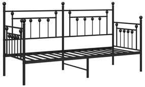 Nappaliágy Keret Fekete 75x190 cm Acél