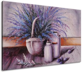 Gario Kézzel festett kép Levendulák kosárban Méret: 120 x 80 cm