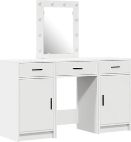 vidaXL Öltözködőasztal tükör lámpákkal Fehér 50 x 41 x 135 cm Faanyag