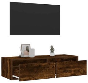 TV szekrény LED világítással füstölt tölgy 100X35,5x25 cm