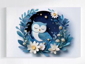 Poszter Kivágott Madár Bagoly Éjszaka Virágok Csillagok Álom 120x80
