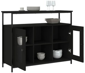 fekete szerelt fa tálalószekrény 100 x 35 x 80 cm