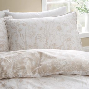 Bézs egyszemélyes flanel ágyneműhuzat 135x200 cm Floral Toile – Bianca