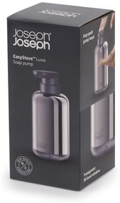 Fényes ezüstszínű rozsdamentes acél szappanadagoló 300 ml EasyStore Luxe – Joseph Joseph