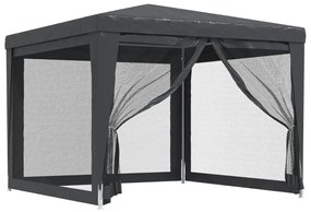 antracitszürke HDPE rendezvénysátor 4 hálós oldalfallal 3x3 m