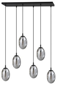 Csillár zsinóron ASTRAL 6xE14/10W/230V fekete/füstös