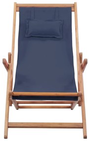 Kék összecsukható szövetkárpitos, favázas strandszék