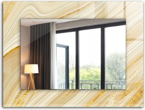 Modern tükör gyönyörű nyomott mintával XXL 80x60 cm Sárga absztrakt vonalak