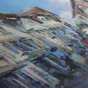 Kép - régi város sikátora, akril festmény (90x60 cm)