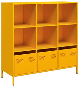 mustársárga acél tálalószekrény 101,5 x 39 x 103,5 cm