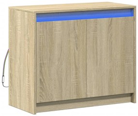 sonoma tölgy szerelt fa tálalószekrény LED-del 72 x 34 x 61 cm