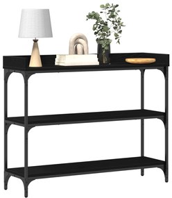 Konzolasztal Fekete Tölgy 100x30x80 cm Mérnöki Fa és Acél