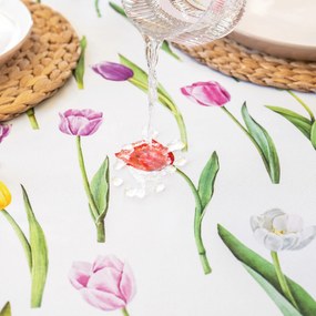 Goldea szögletes teflonos asztalterítő - színes tulipánok 120 x 140 cm