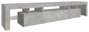 betonszürke TV-szekrény LED lámpákkal 215x36,5x40 cm