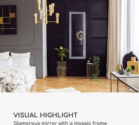 Casa Chic Norwich Tükör téglalap alakú fakeret 130 x 45 cm mozaik kivitelben