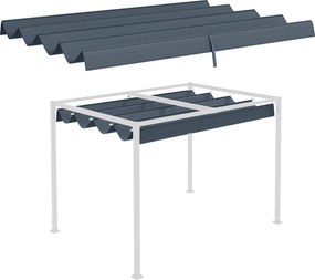 Outsunny Cserélhető Napernyő 2.85 x 2 m Pergolához, Retractable Wave Napernyő Esőlefolyó Lyukkal, UV Védelem 30+, Télálló Árnyékoló Kertbe, Erkélyre,