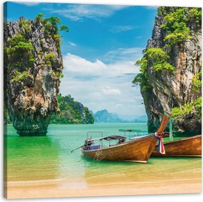 Vászonkép Csónakok a parton Víz Tájkép 60X60 cm