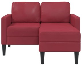 borvörös műbőr 2 üléses kanapé L-alakú kanapéval 125 cm