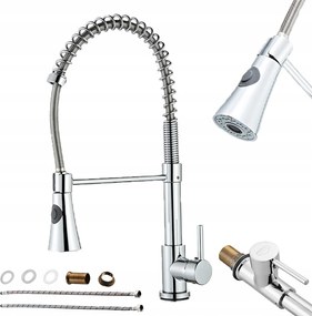 Függőleges Konyhai Csaptelep Kihúzható Rugós Fejjel És Rugalmas Kifolyócsővel