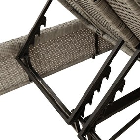 világosszürke polyrattan dupla napozóágy párnával