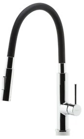 FERRO - Mosogató csap rugalmas karral fényezett króm/fekete