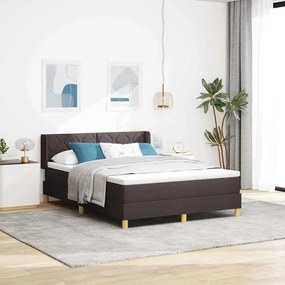 Boxrugós ágy matracmal Sötétbarna és fehér 160 x 200 cm szövet
