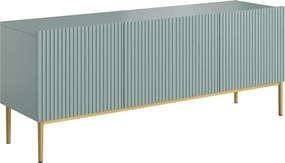 Nicole 150 cm-es TV-szekrény - zsálya MDF / arany lábak