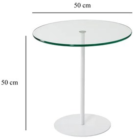 Kisasztal CHILL 50x50 cm fehér/átlátszó