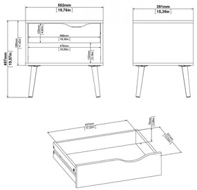 Retro éjjeliszekrény, fehér / sonoma tölgy