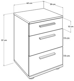 Éjjeliszekrény Sivadu 6 (fehér). 1094439